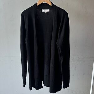 Pointelle Black Open Front Cardigan